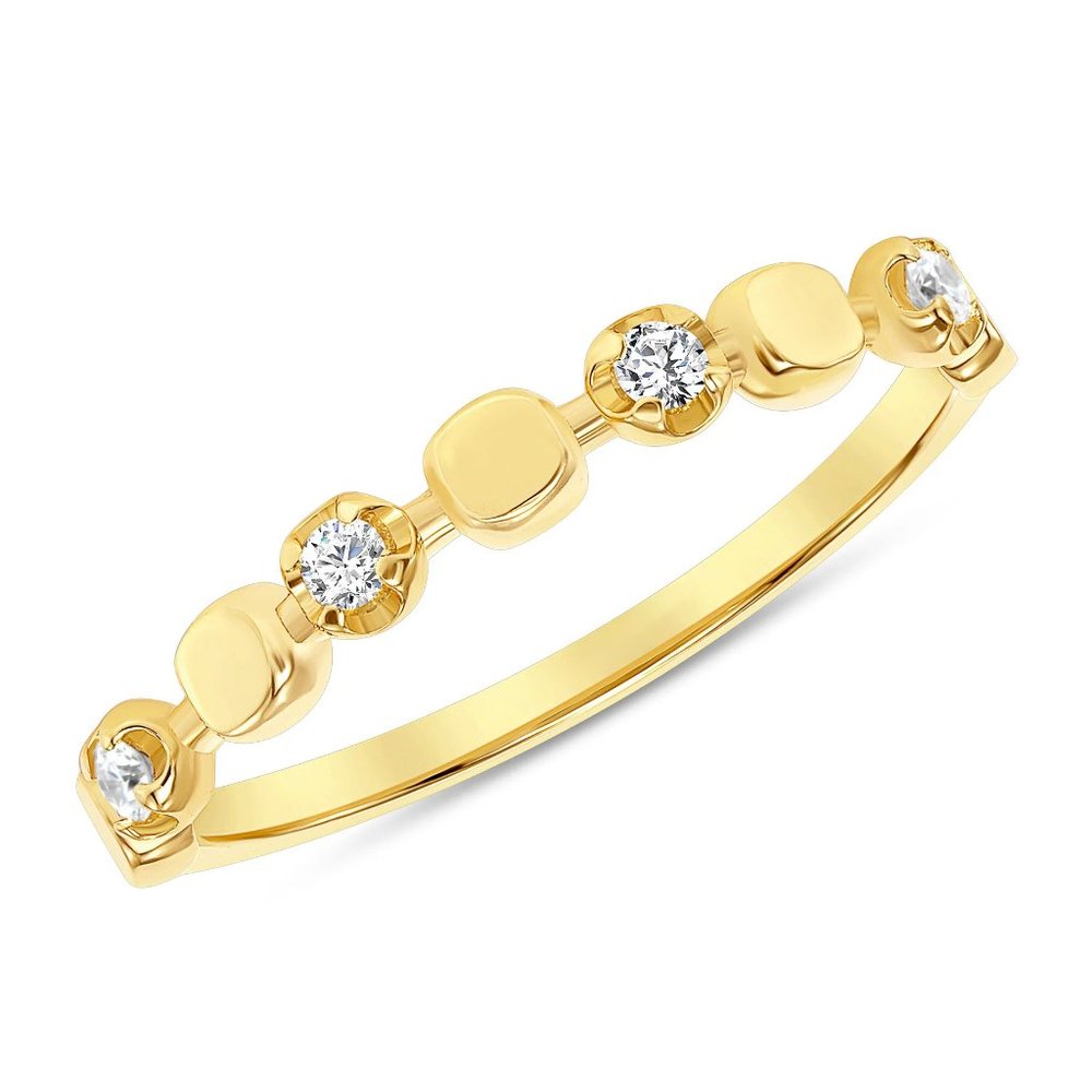 Diamond Round Cut 14K (or 18k upon request) Yellow Gold Stackable Ring